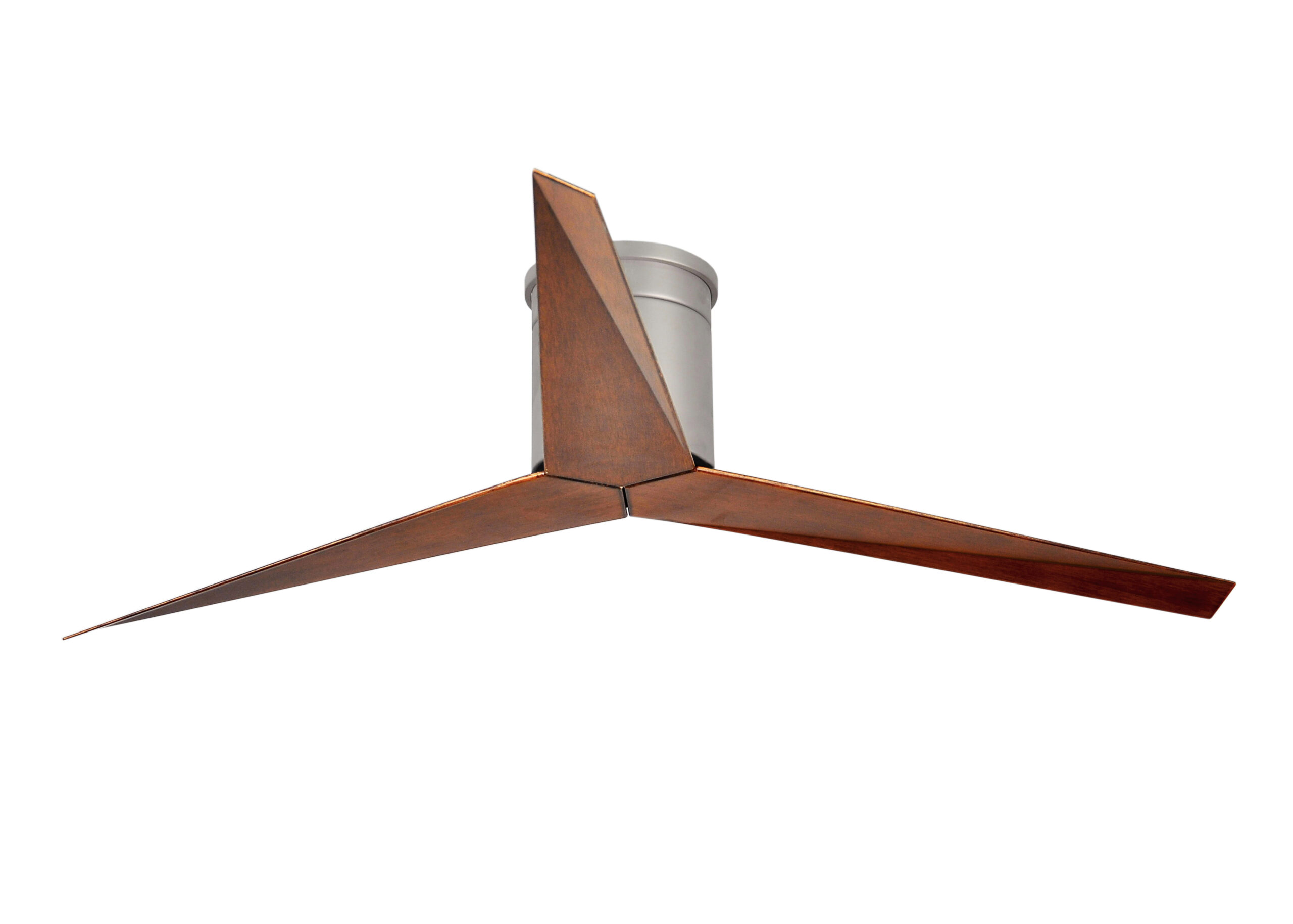 Eliza-H ceiling fan in Brushed Nicke with Walnut blades manufactured by Matthews Fan Company.